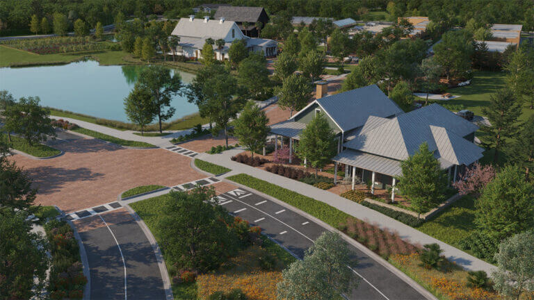 Bird's eye view of The Grow, Orlando's agrihood